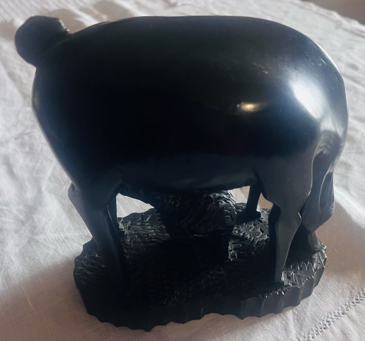 Elefante Mae e filho em Pau preto!