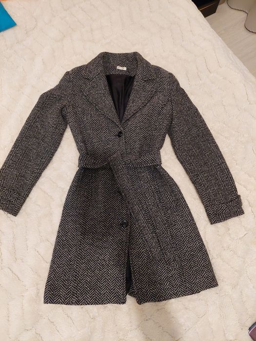 Płaszcz przejściowy w jodełkę