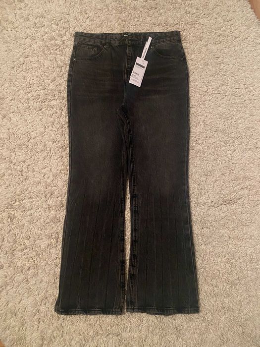 Джинси flared BALENCIAGA lost tape faded jeans клеш кльош джинсы чорні