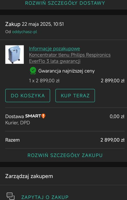 Koncentrator tlenu Philips EverFlo – stan idealny!
