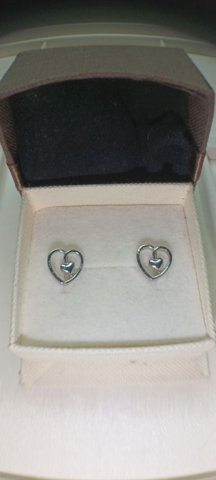 NOWE srebrne 925 sztyfty kolczyki serca serduszka