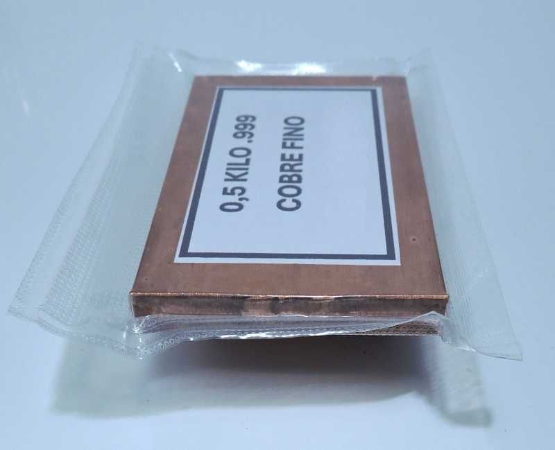Barra de 0,5 kg de Cobre Puro 999+ para Investimento