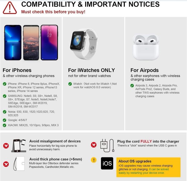 Magnetyczna stacja ładująca 3w1 do iPhone , AirPods, iWatch - biały