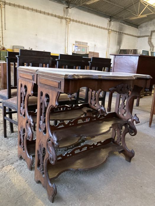 Consola antiga em madeira e marmore