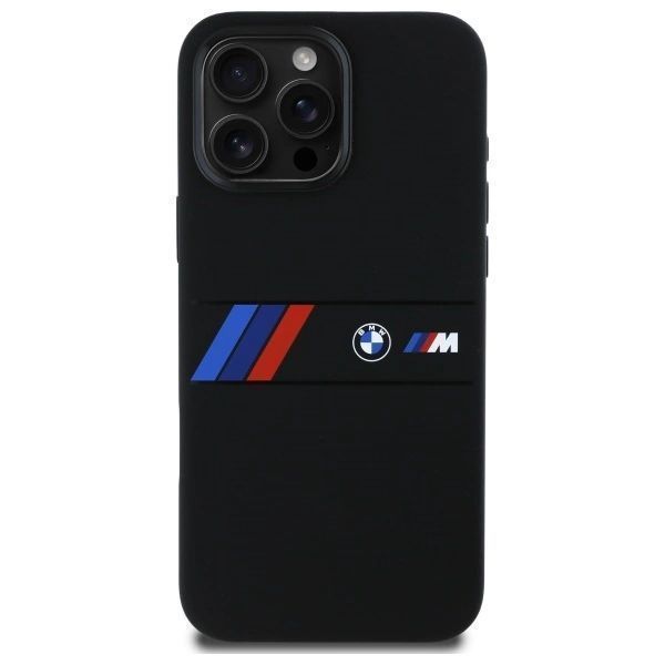 Etui BMW Silicone Middle Stripe MagSafe na iPhone 16 Pro Max - czarne
