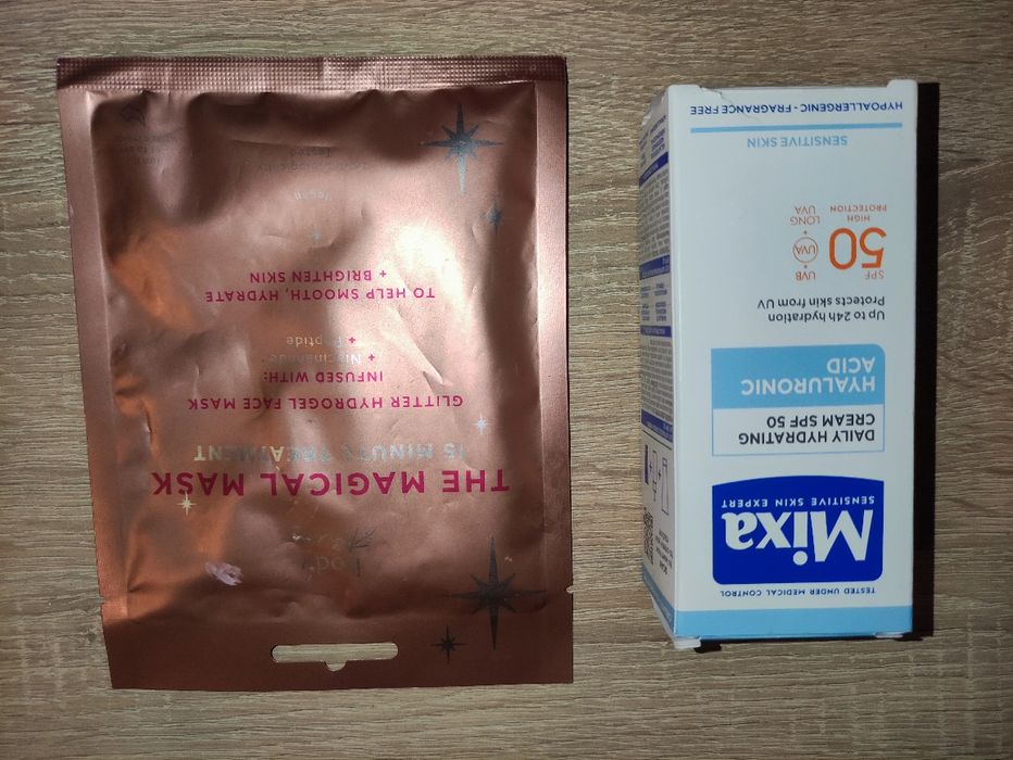 Zestaw kosmetyków: krem SPF 50 + maska na twarz – nowe, stan idealny