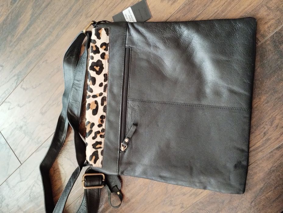 TAURUS torebka listonoszka skóra naturalna z włosiem animal print