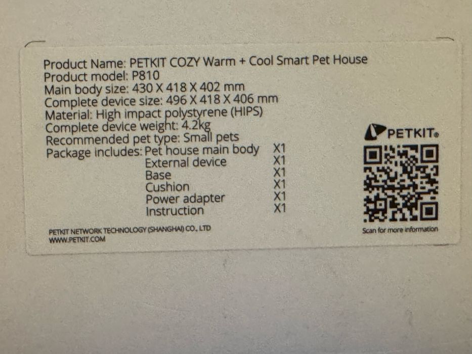 Sprzedam nieuzywaną kuwetę Petkit Cozy warm + cool Smart Pet House,