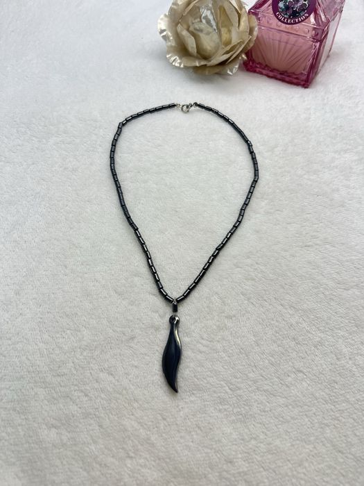 Naszyjnik hematyt naturalny unisex casual classy klasyczny kamień 31