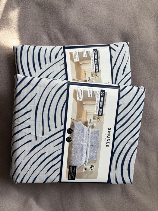 Komplet pościeli niebieska Pościel bawełniana Smukee 160x200 cm