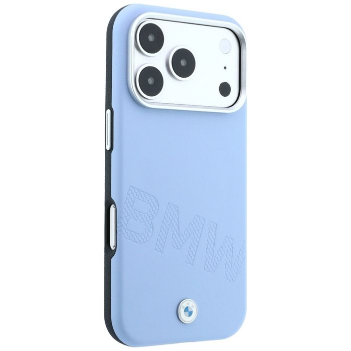 Etui BMW Sign Inclined Deboss Letters MagSafe do iPhone 18 Pro Max / 17 Pro Max niebieski