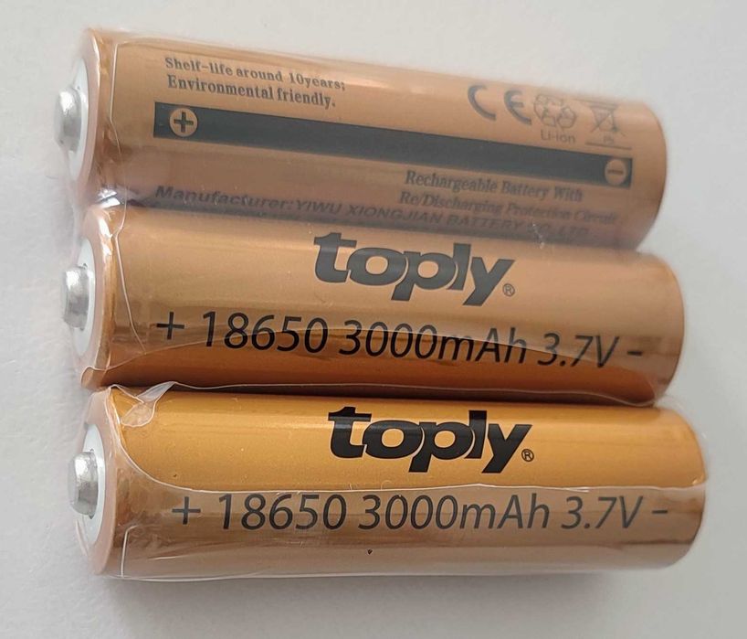 3 x Baterias Recarregáveis Li-ion 18650 3.7V - 3000Mah