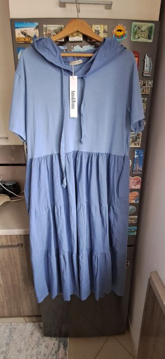 Sukienka nowa biust114cmdo 118,dl124vm,trzy falbany