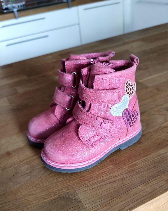 Buty zimowe skórzane, kozaki Lasocki Kids, skóra naturalna, różowe 22
