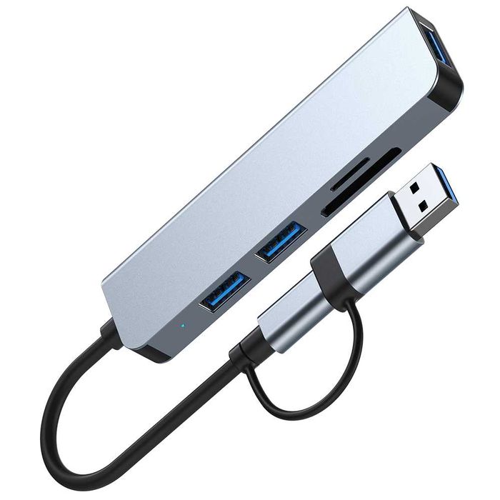 HUB ADAPTER PRZEJŚCIÓWKA USB-C 5w1 3xUSB 3.0 czytnik kart microSDHC