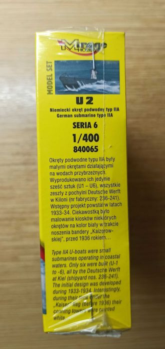 Zestaw modelarski 'U2' (Niemiecki Okręt Podwodny) - Set Mirage 840065