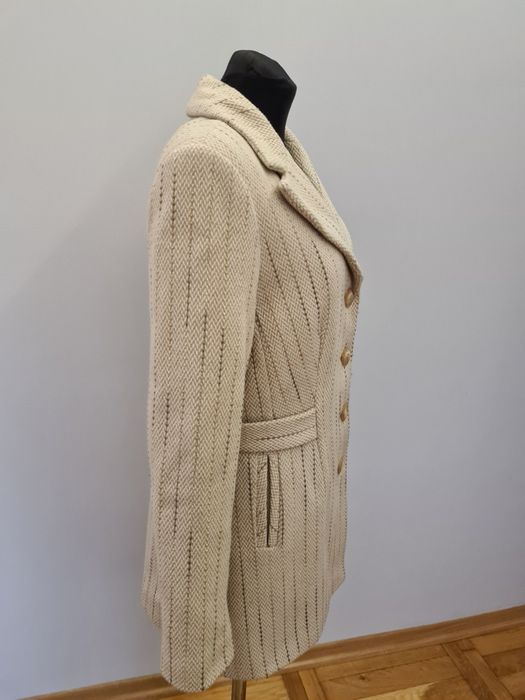 Beżowy wełniany płaszcz Tiara r.40 M/L