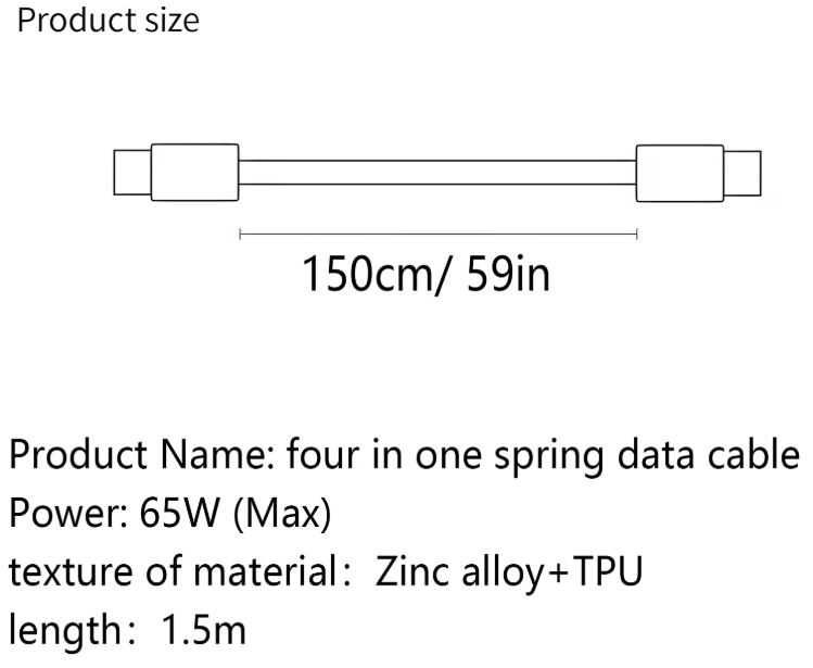 Uniwersalny kabel sprężynowy 4w1 USB-A → USB-C / Lightning / Micro-USB