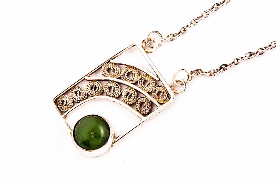 Niespotykany Srebrny Naszyjnik z Nefrytem - 7,35g - IMAGO ARTIS