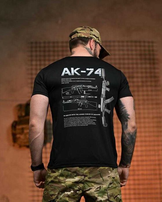 Тактична футболка AK-74 Coolmax чорна Без передоплати