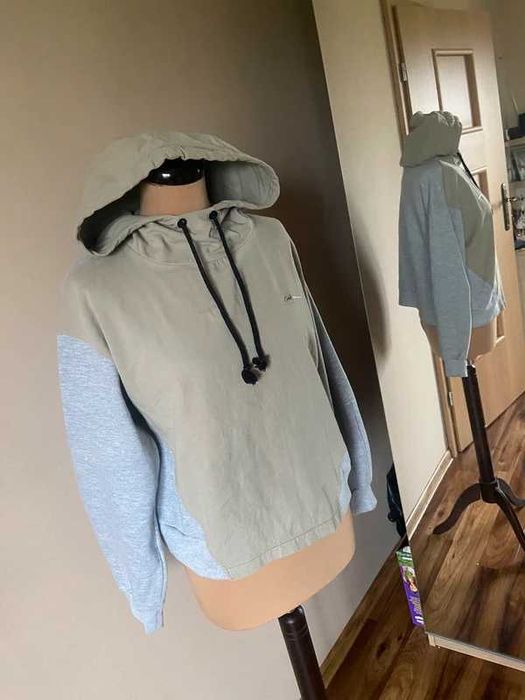Zara bluza laczone materialy oversize luzna m l khaki 38 basic