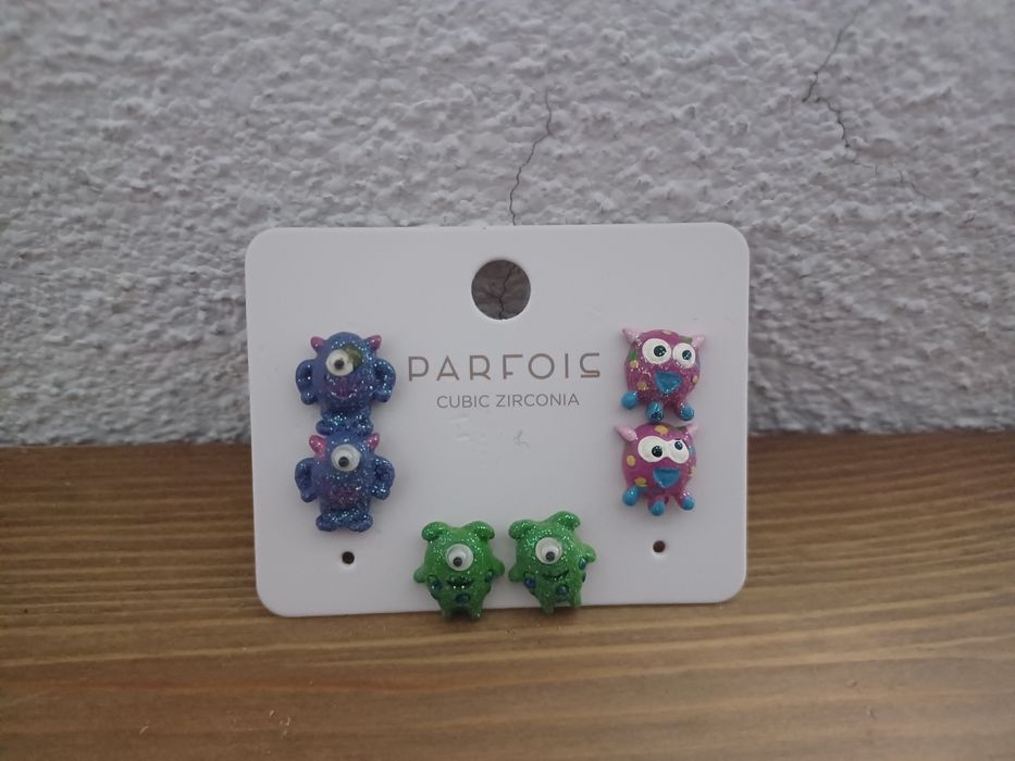 Conjunto de 3 pares de Brincos com Monstrinhos