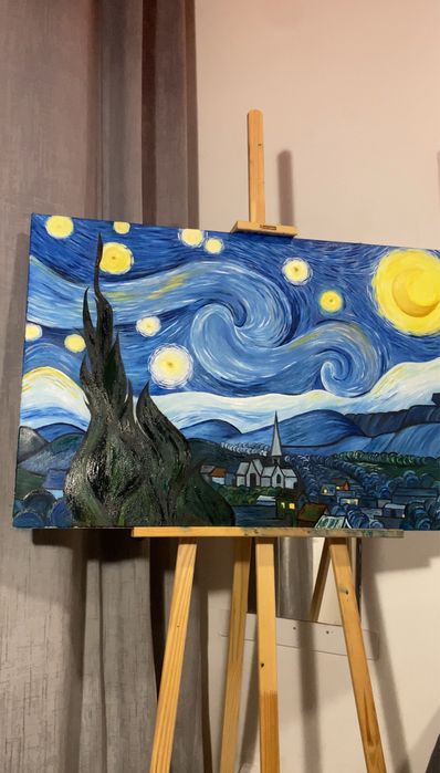 Pintura a oléo, feito a mão (Vicent Van Gogh - Starry Night)