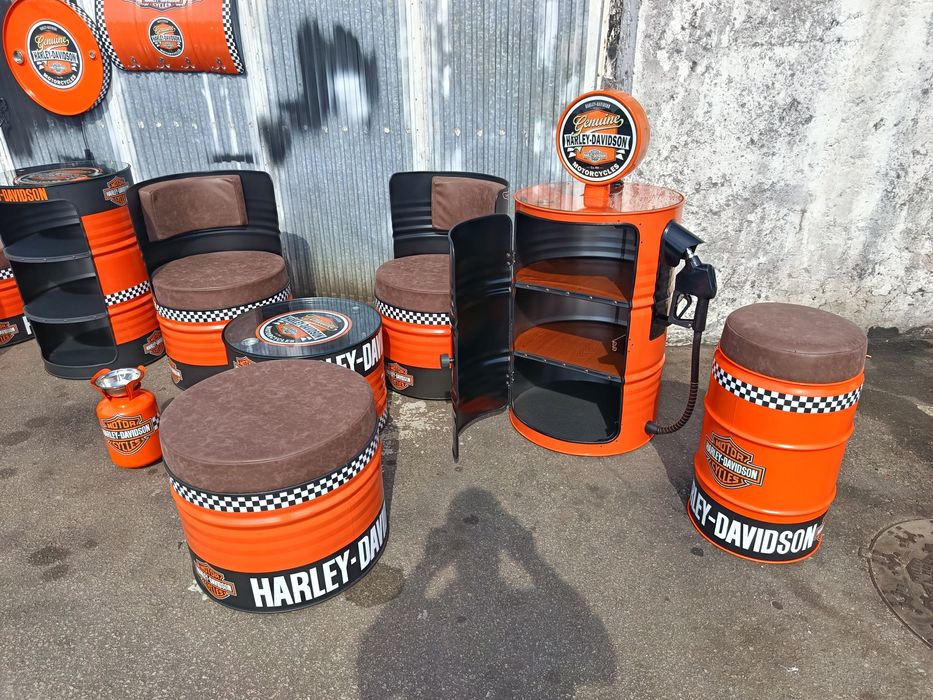 Mobiliário Bidões personalizados Harley Davidson (ler descrição)