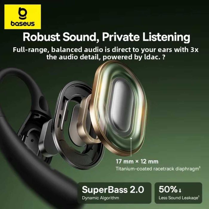 Бездротові TWS навушники Baseus Eli Sport 2 Open-Ear True Wireless Hi-Res Earbuds Bluetooth 6.0