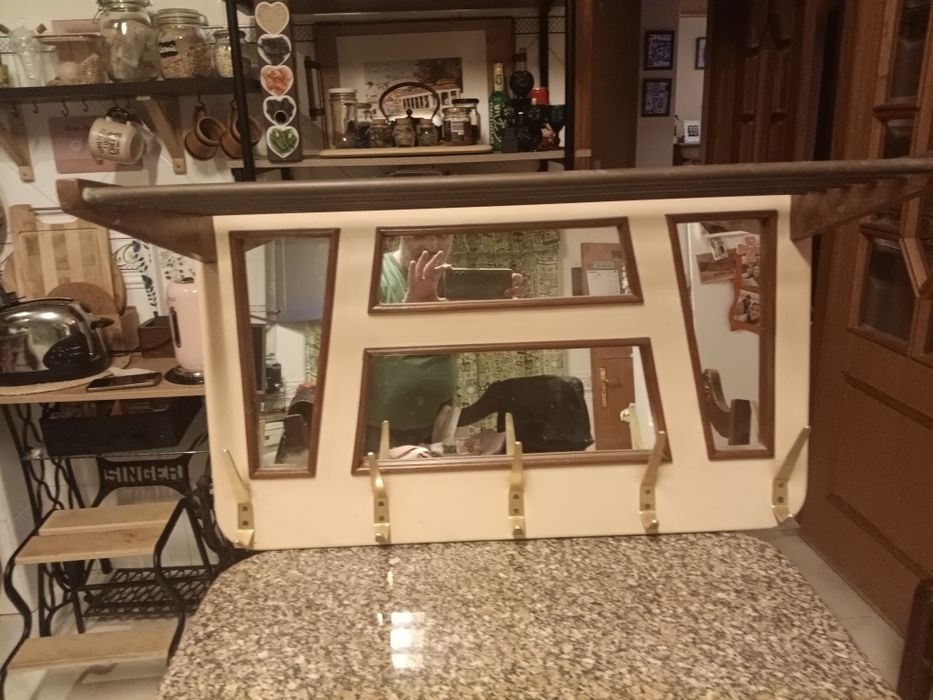 Vendo bengaleiro com espelho forrado a pele muito antigo