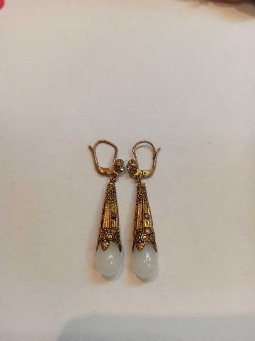 Серьги, сережки старинные с лунным камнем
