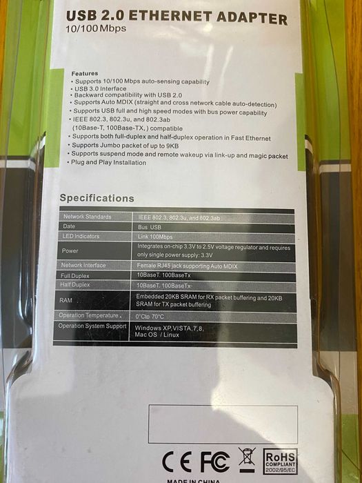 Мережевий адаптер USB 2.0 to LAN (RJ-45)