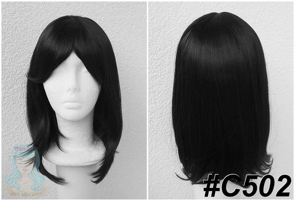 Mikasa cosplay wig czarna krótka peruka z grzywką bob czarny krótki