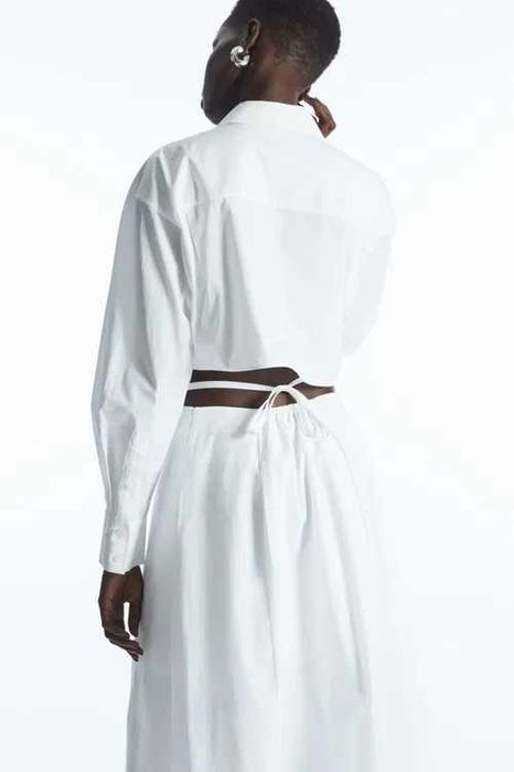 Сукня cos cutout-waist midi shirt dress / 44 синя, біла