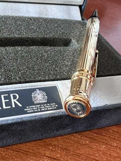 Caneta Esferográfica Parker Duofold Godron banhado a Ouro 23K – Full Set Vintage