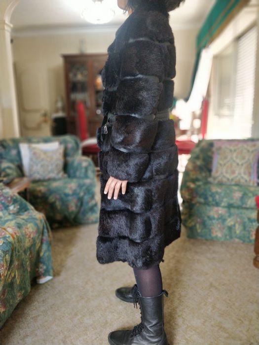 Casaco preto em Pele genuína