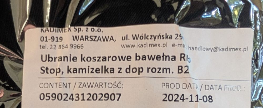 Ubranie koszarowe strażackie Kadimex ripstop