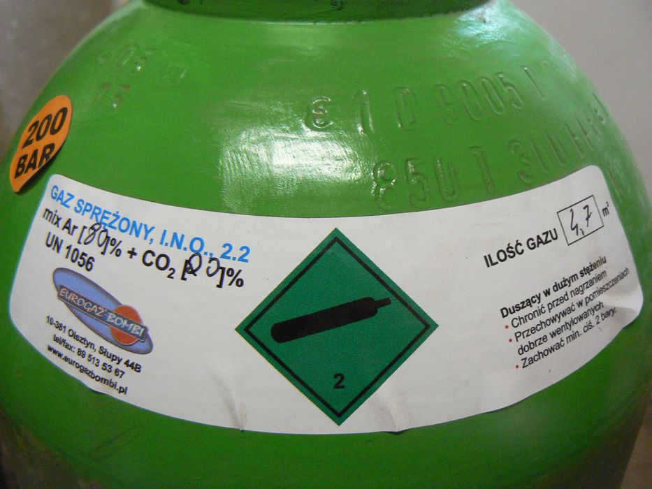 Butla mix argon co2 tlen azot acetylen 8l 10l 20l 40l 50l 200 bar