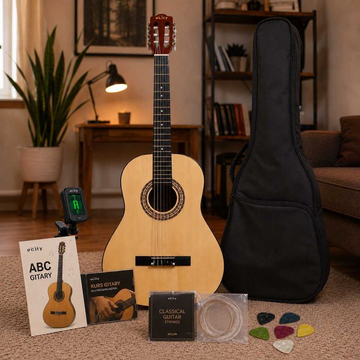 NOWA Gitara Akustyczna + Kompletny Zestaw Startowy | NOWA | Gotowa do Gry od Pierwszego Dnia