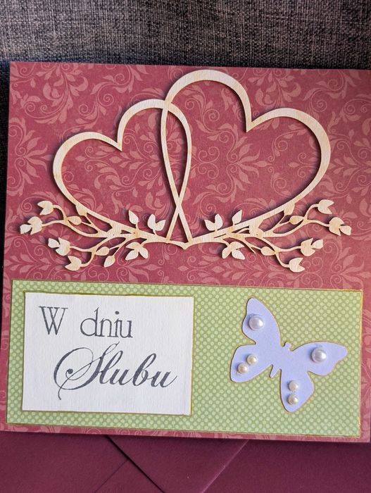 Kartka ślubna z życzeniami z kopertą
