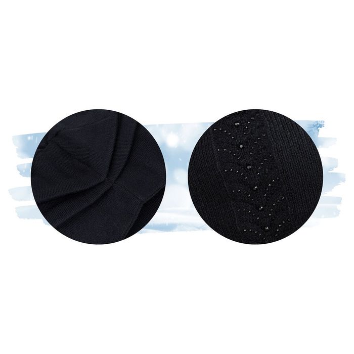 czapka damska beanie z kryształkami czarna - peterson