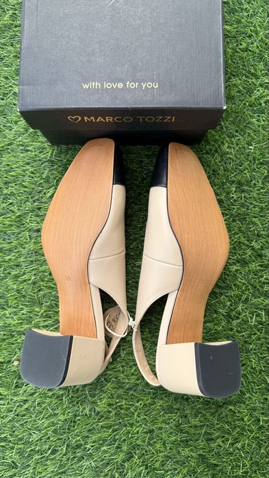 Marco Tozzi Czółenka Slingback Beżowo-Czarne 39