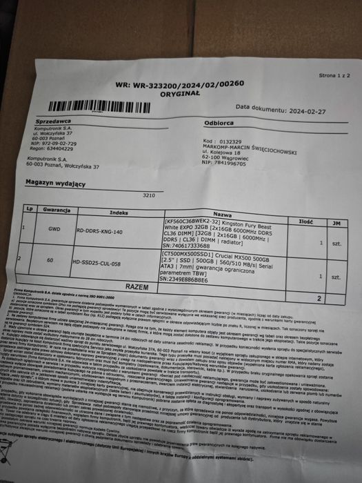 RAM Kingston Fury Beast White EXPO DDR5 32GB 6000MHz CL36