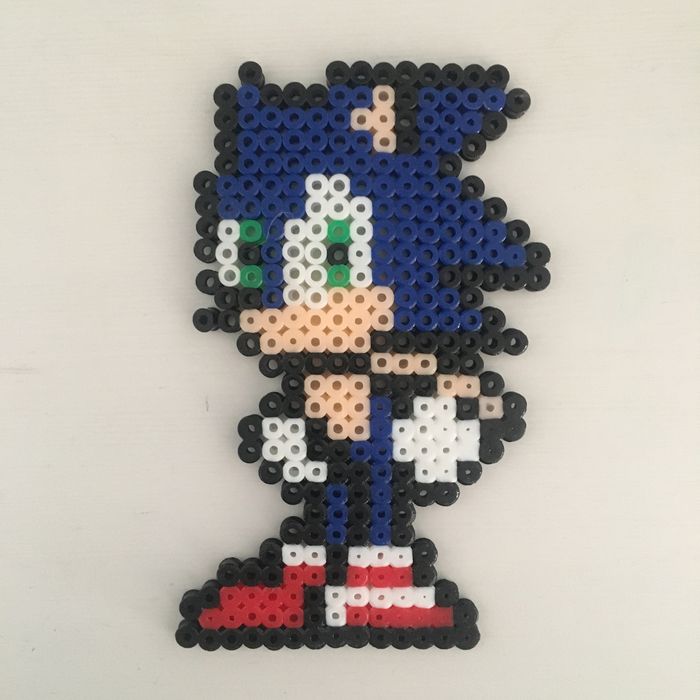 Sonic e Tails - topo de bolo - decoração - hama beads