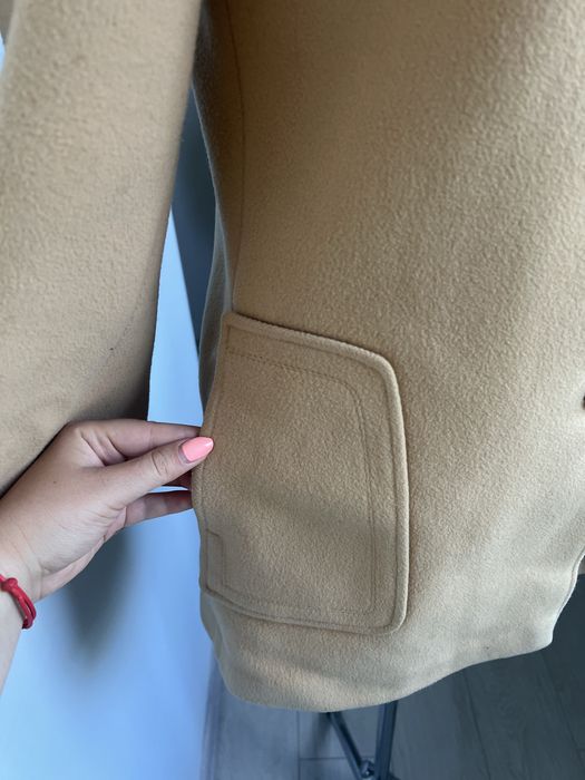 Francuski płaszcz vintage Griffon Paris, beżowy, wełniany retro M