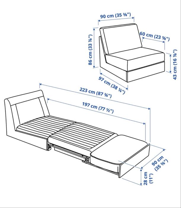 Poltrona Sofá-Cama Cinzenta IKEA