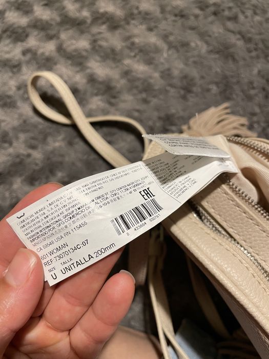 Mala tira colo pequena cor beije - Mango