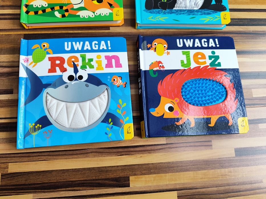 Zestaw Książki sensoryczne uwaga jeż dinozaur kangur  rekin tygrys