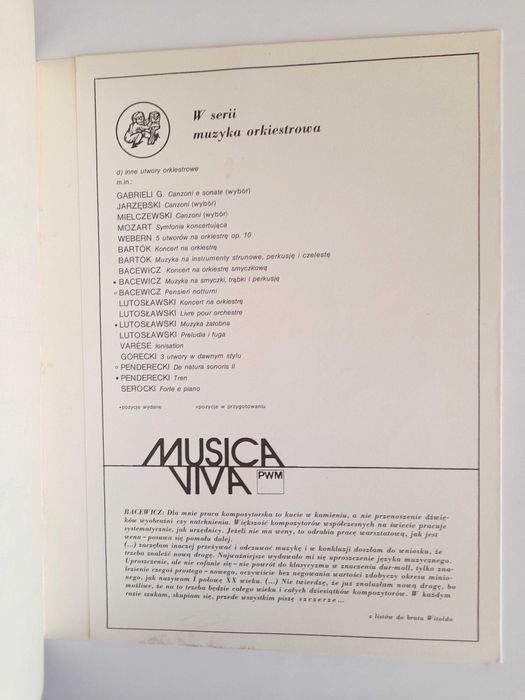 Muzyka na smyczki, trąbki i perkusje (nuty) - Grażyna Bacewicz