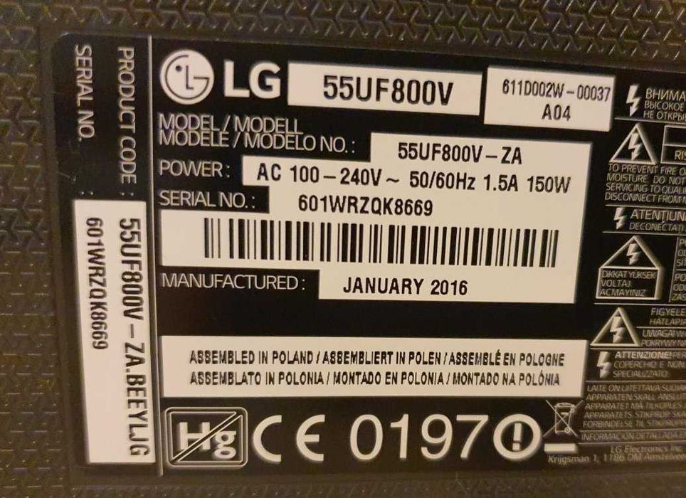 Telewizor LG ULTRA HD 4K 55'' UF800V